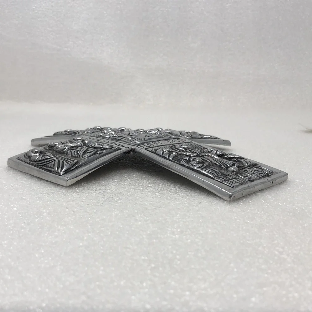 Vintage Pewter Cross Silver Tone Religious Decor
